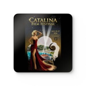 catalina film festival coaster set official 2026 cff poster design by emese simon