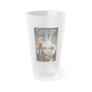 catalina film festival frosted pint glass 16oz official 2026 cff poster design by emese simon
